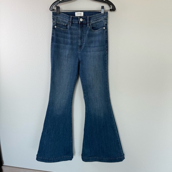 FRAME Le Super Flare High Waist Jeans Donna Denim Boho Casual Women’s 27 - Picture 3 of 12